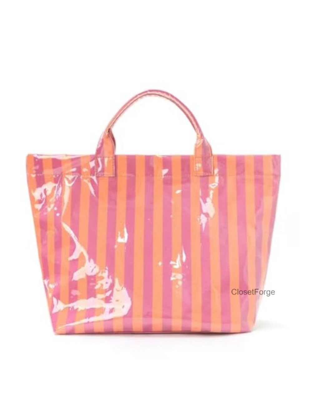 Striped PVC Tote Beach Bag Women Large Waterproof Handbag Summer Work Cruise